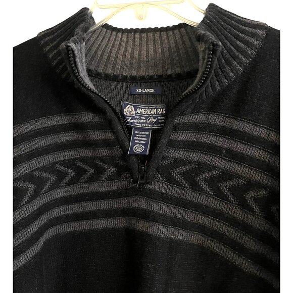 American Rag Mens Black 2XL XXL Quarter Zip Pullover Ribbed  Sweater - Picture 3 of 9